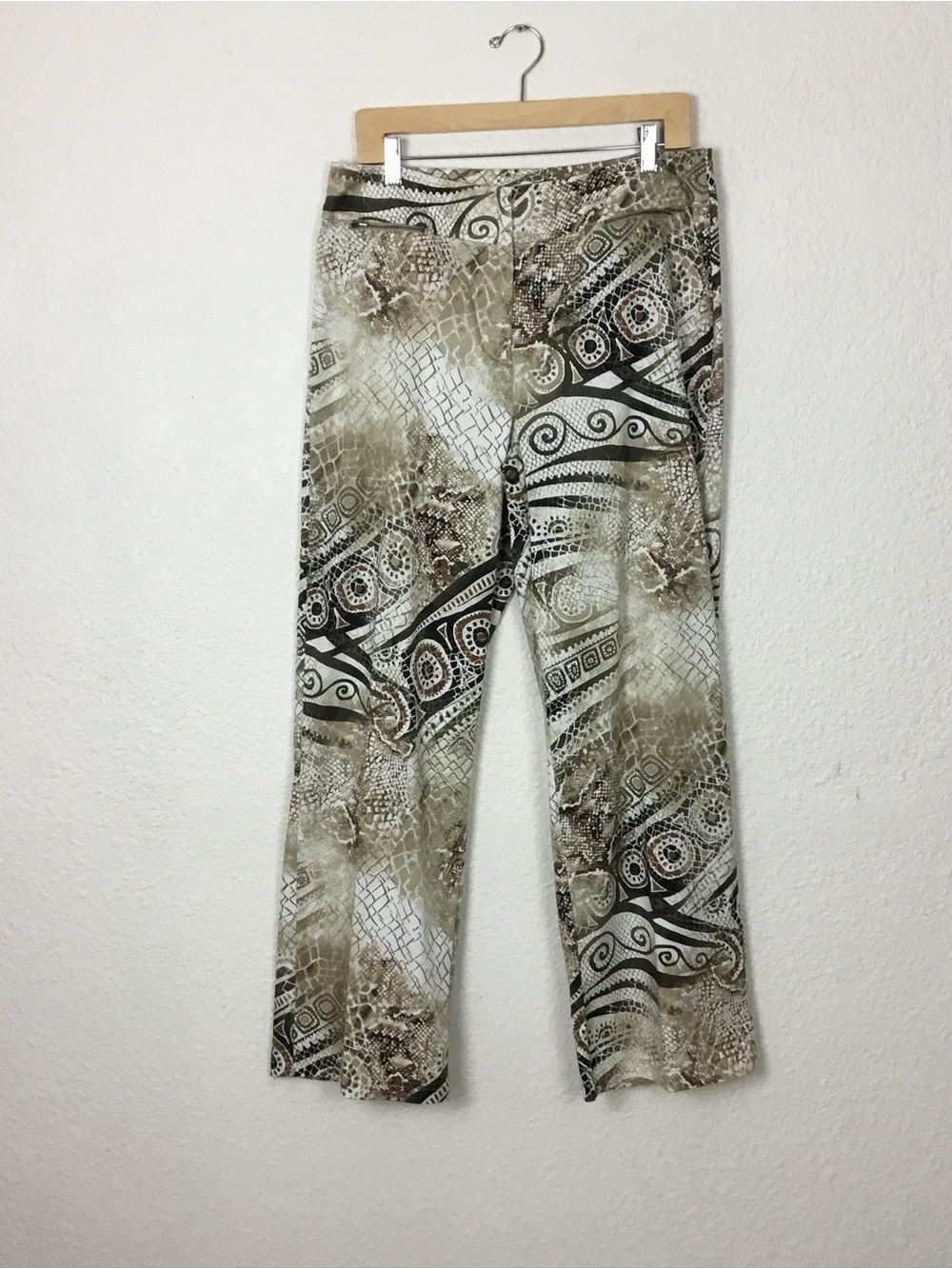 Printed Women's Jeans in Beige and Black Chicoβs Pants Size L Womenβs Cotton
